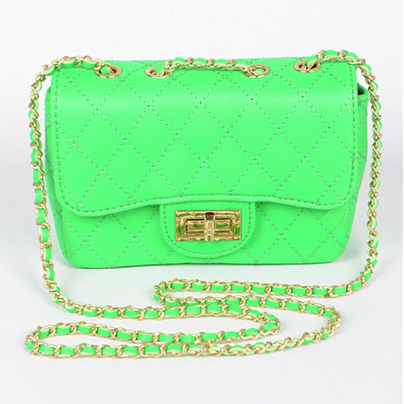 neon green clutch purse